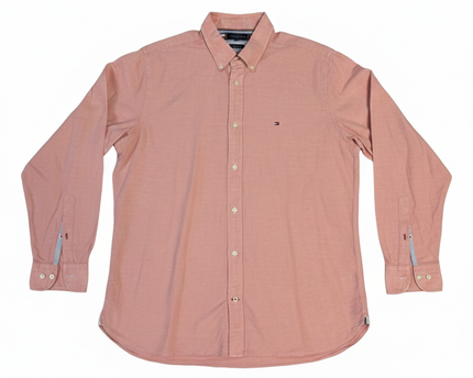 Tommy Hilfiger Pink Cotton Linen Long Sleeve Button-Down Shirt