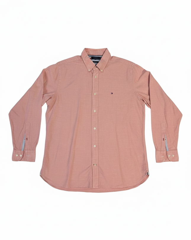 Tommy Hilfiger Pink Cotton Linen Long Sleeve Button-Down Shirt