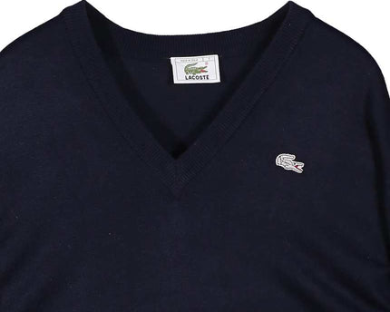 Lacoste Cotton V-Neck Pullover Blue Sweater