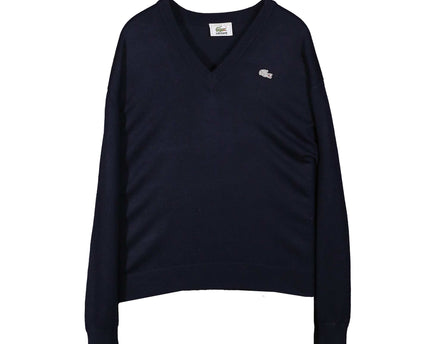 Lacoste Cotton V-Neck Pullover Blue Sweater