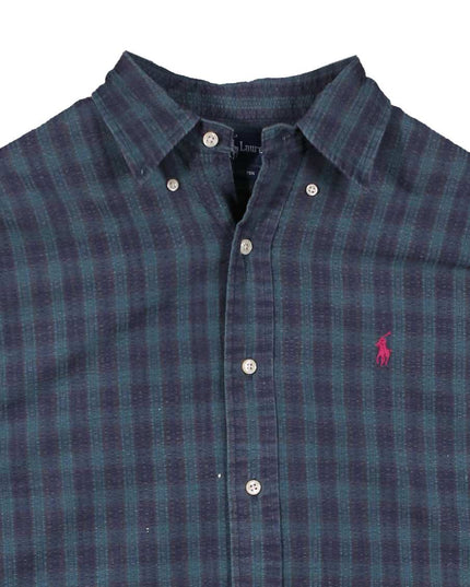 Ralph Lauren Mens Long Sleeve Plaid Button Up Green-Blue Shirt