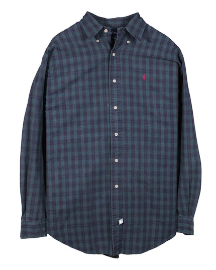 Ralph Lauren Mens Long Sleeve Plaid Button Up Green-Blue Shirt