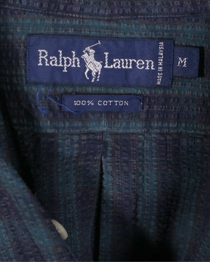 Ralph Lauren Mens Long Sleeve Plaid Button Up Green-Blue Shirt