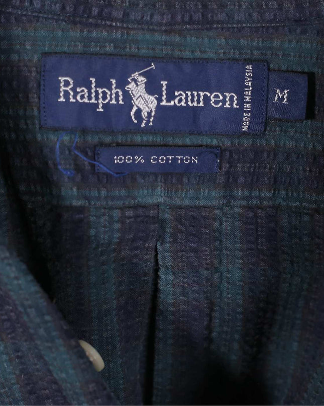 Ralph Lauren Mens Long Sleeve Plaid Button Up Green-Blue Shirt