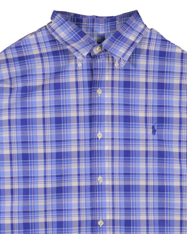 Ralph Lauren Pony Plaid Check Classic Fit Dress Blue Shirt