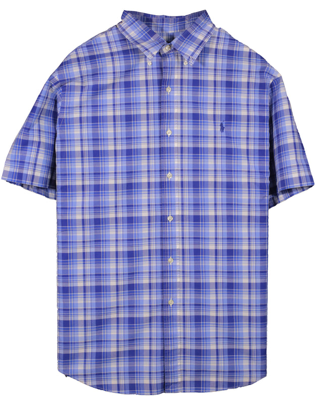 Ralph Lauren Pony Plaid Check Classic Fit Dress Blue Shirt