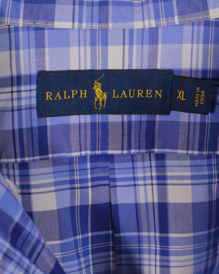 Ralph Lauren Pony Plaid Check Classic Fit Dress Blue Shirt