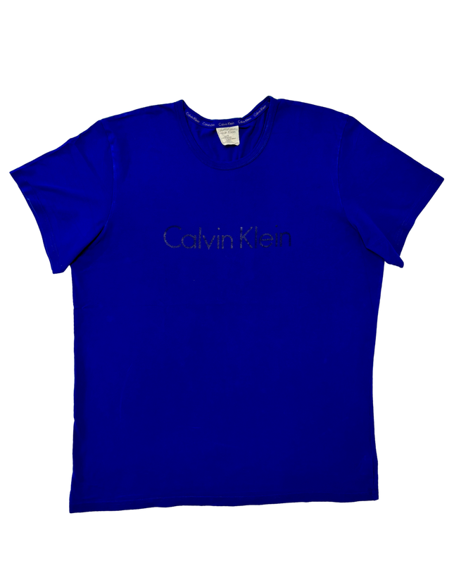 Calvin Klein Bold Logo Royal Blue Cotton T-Shirt- L