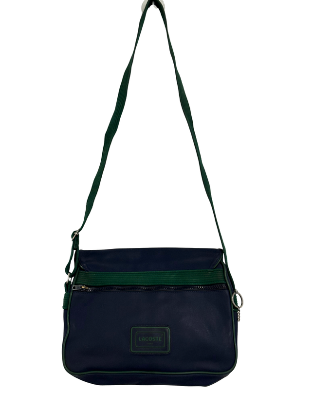 Vintage Lacoste Chemise Large Embossed Croc Navy Blue Messenger Bag