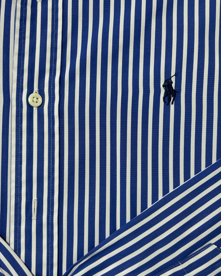Ralph Lauren Custom Fit Blue & White Striped Oxford Shirt