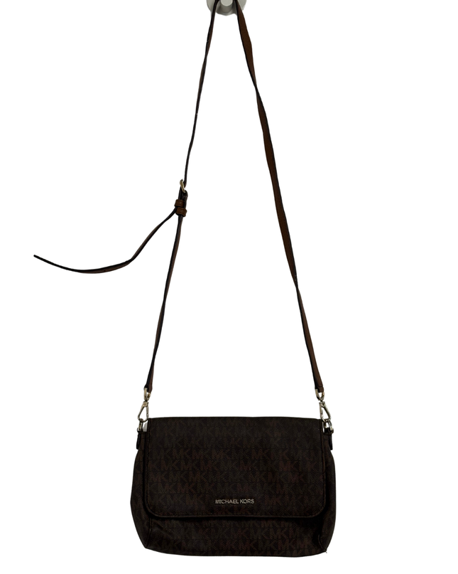 Michael Kors Dark Brown MK Signature Flap Crossbody Bag