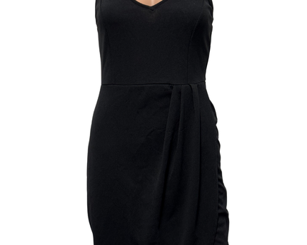 Bebe Black Draped Tulip Hem Spaghetti Strap Mini Dress