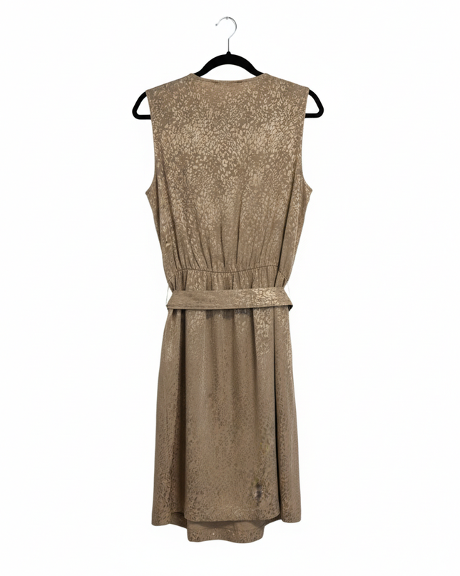 Mohito Gold Sleeveless Metallic Animal Print Wrap Dress