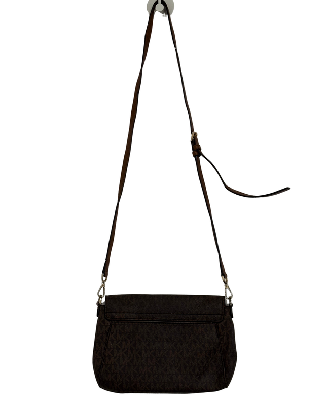 Michael Kors Dark Brown MK Signature Flap Crossbody Bag