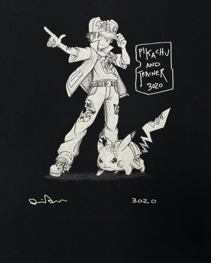 UNIQLO UT x Pokémon Pikachu and Trainer 3020 Graphic Black T-Shirt
