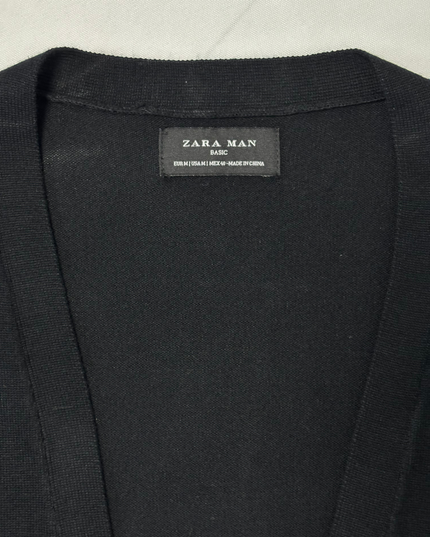 ZARA MAN Basic Black Lightweight Button-Up Cardigan