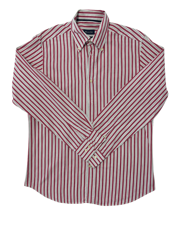 Massimo Dutti Red & White Striped Slim Fit Shirt
