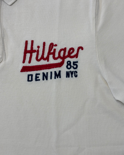 Hilfiger Denim 85 NYC White Embroidered Polo Shirt - S