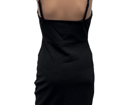 Bebe Black Draped Tulip Hem Spaghetti Strap Mini Dress