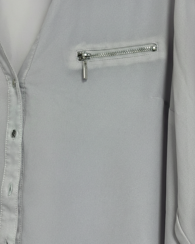 MOHITO Grey V-Neck with Zip Detail Blouse
