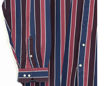 Tommy Hilfiger Burgundy and Navy Blue Striped Long Sleeve Shirt