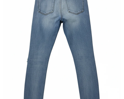 Bershka Blue High-Waisted Distressed Skinny Jeans