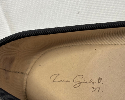 Zara Black Pearl Bow Ballerina Flats