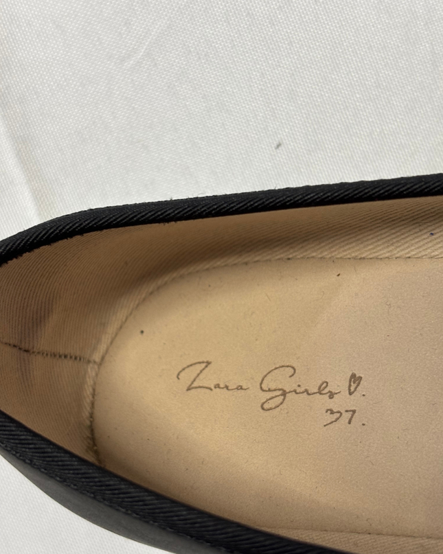 Zara Black Pearl Bow Ballerina Flats