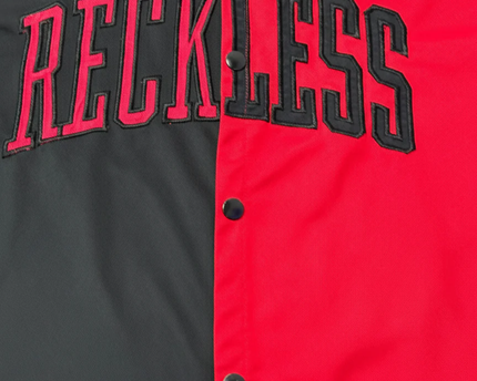 FSBN Red and Black Reckless Graphic Button-Up Baseball Jersey