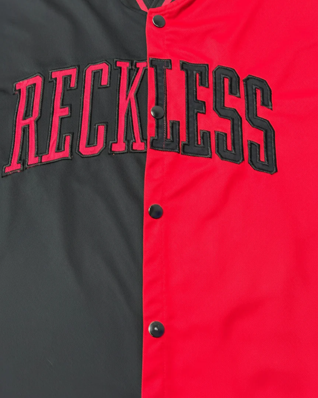 FSBN Red and Black Reckless Graphic Button-Up Baseball Jersey