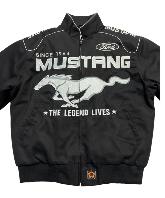 Reworked Black Ford Mustang NASCAR Racing Jacket