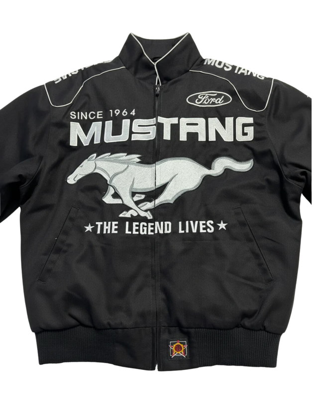 Reworked Black Ford Mustang NASCAR Racing Jacket