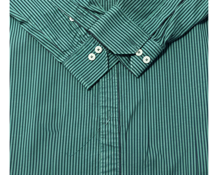Ralph Lauren Green Striped Custom Fit Crest Shirt