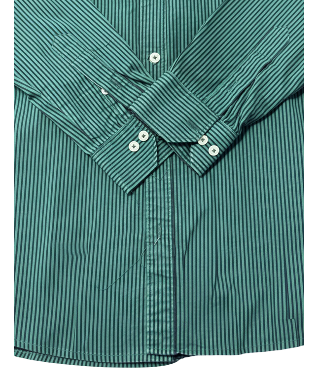 Ralph Lauren Green Striped Custom Fit Crest Shirt