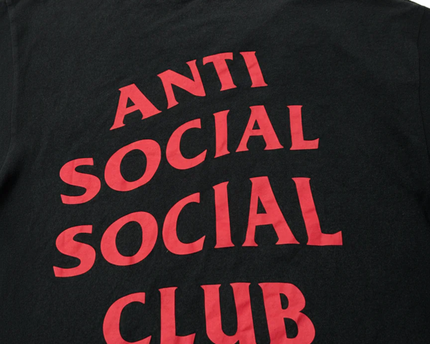 Anti Social Social Club Black Graphic Tee with Flag Detail