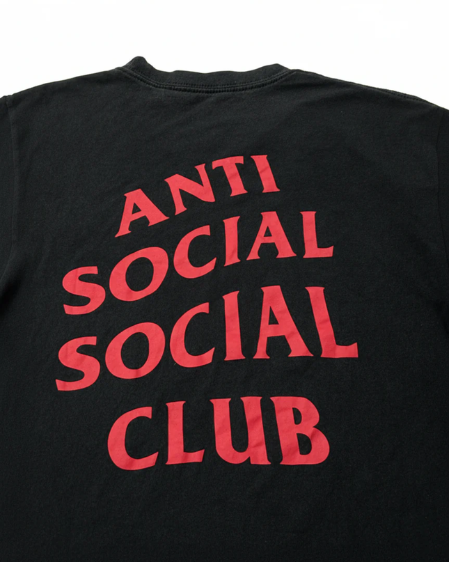 Anti Social Social Club Black Graphic Tee with Flag Detail