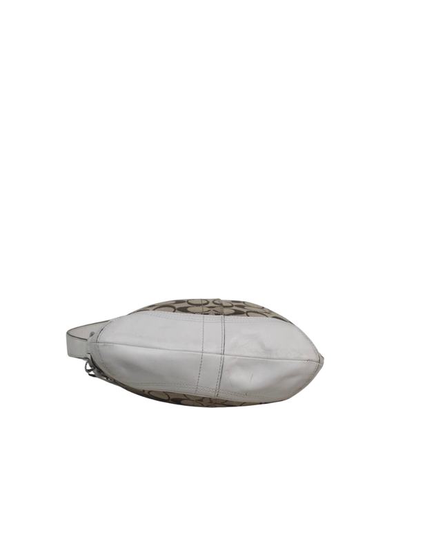 Coach Brown/White Signature Logo Hobo Shoulder Bag