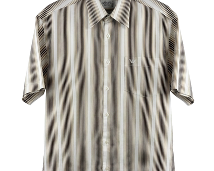 Armani Collezioni Brown Striped Short Sleeve Shirt