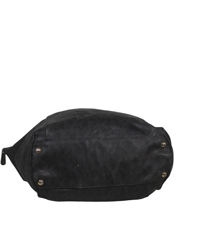 Michael Kors Black Monogram Tote Bag with Logo Charm