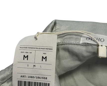 Oysho Sage Green Silky Viscose Button-Down Blouse W/Tags