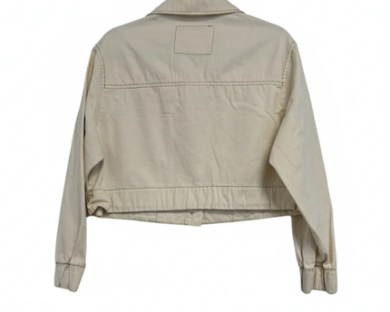Bershka Beige Cropped Utility Cotton Jacket
