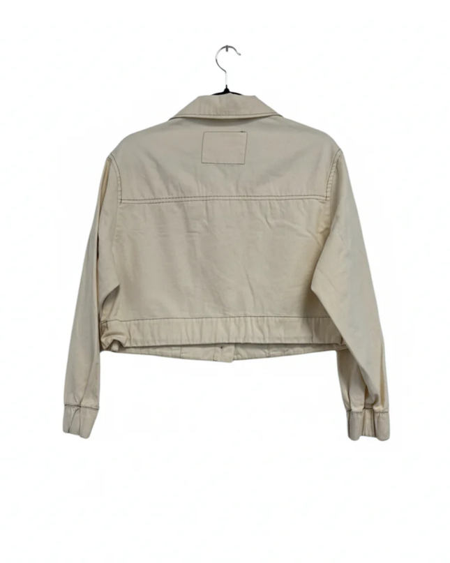 Bershka Beige Cropped Utility Cotton Jacket