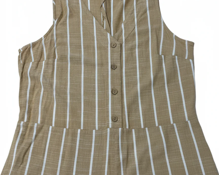 Anko Tan/White Striped Sleeveless V-Neck Wide Leg Jumpsuit