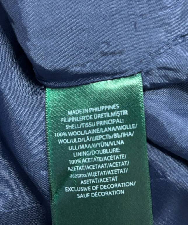 Ralph Lauren Navy Blue Crested Wool Blazer