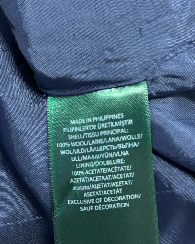 Ralph Lauren Navy Blue Crested Wool Blazer