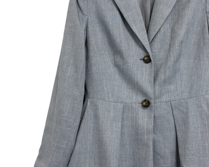 DKNY Blue Peplum Pleated Two-Button Blazer