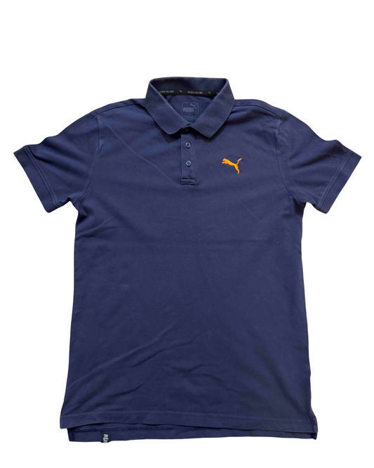 Puma DryCELL Orange Logo Navy Polo Shirt - S