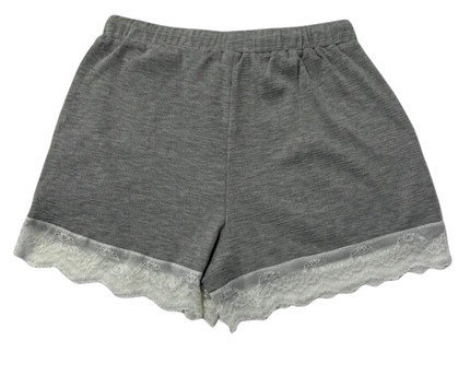 Skylar Rose Grey Lace Trim Ribbed Knit Shorts