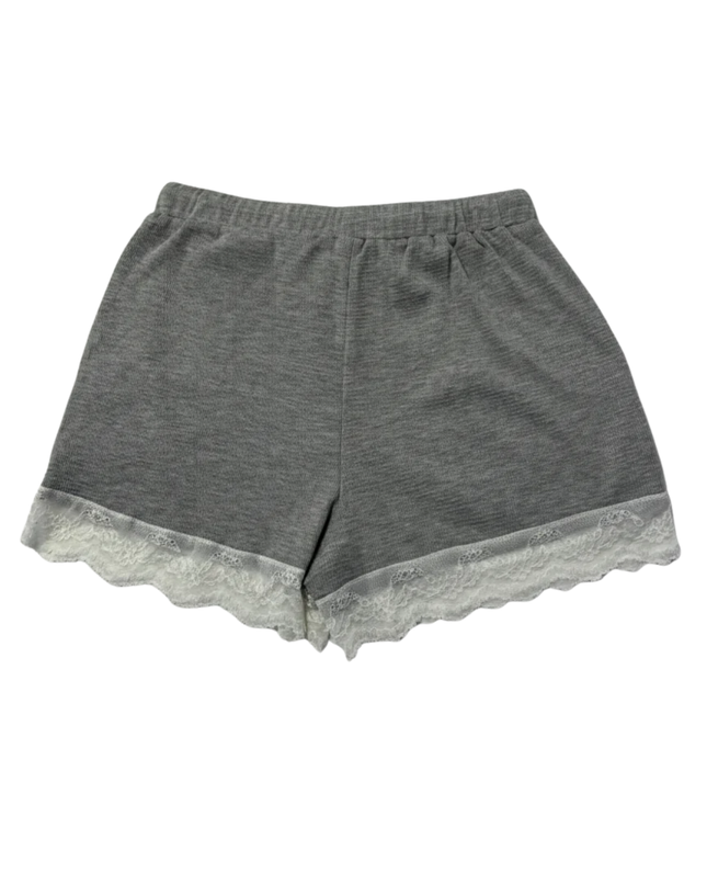 Skylar Rose Grey Lace Trim Ribbed Knit Shorts
