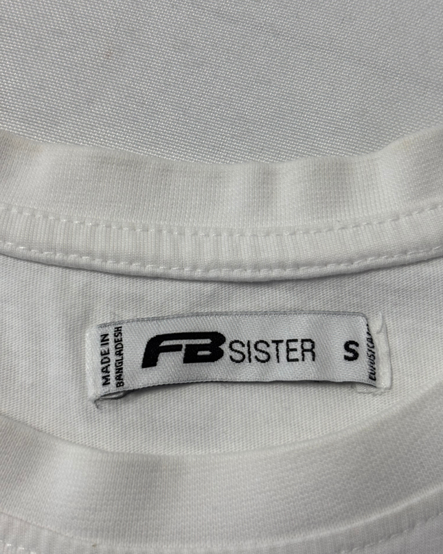 FB Sister White Mentally I Am On Another Planet Graphic Cropped Tee